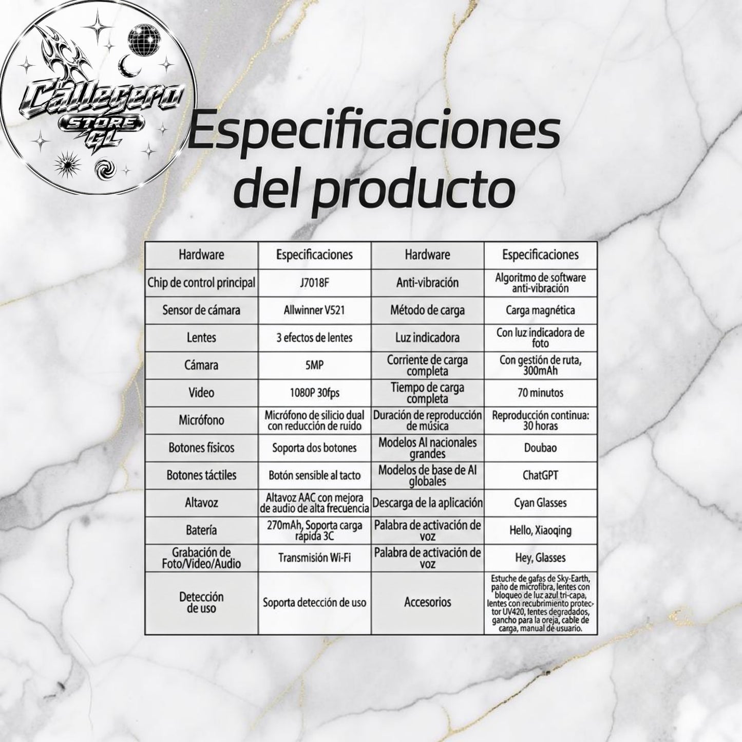 LENTES/GAFAS INTELIGENTES CON VIDEO (50 UND X CAJA)