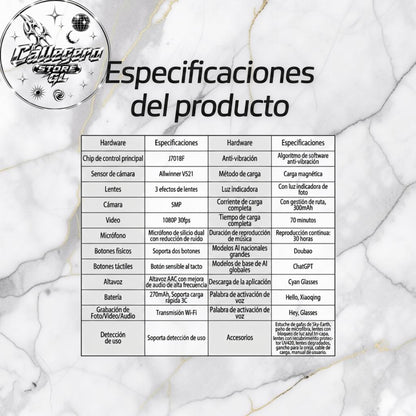 LENTES/GAFAS INTELIGENTES CON VIDEO (50 UND X CAJA)